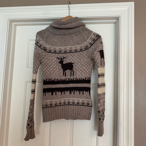 Aritzia Taupe and Black Patterned Reindeer Cardigan - Picture 2 of 8